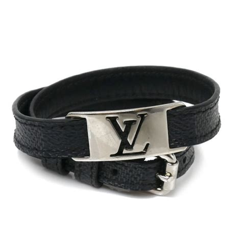 louis vuitton sign it bracelet brown damier canvas. size 19|damier graphite canvas bracelet.